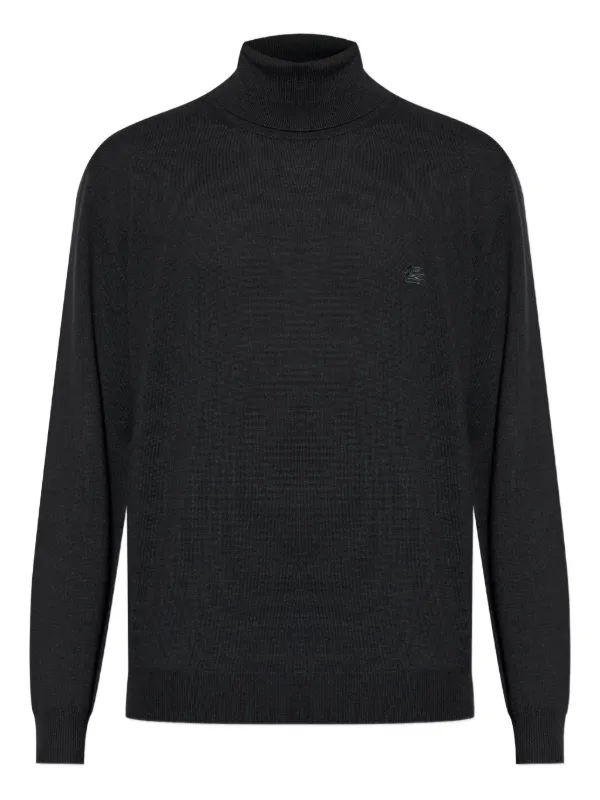 Etro Embroidered Turtleneck Sweater in Black