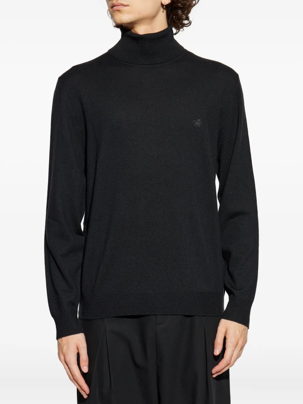 ETRO embroidered turtleneck sweater Zwart