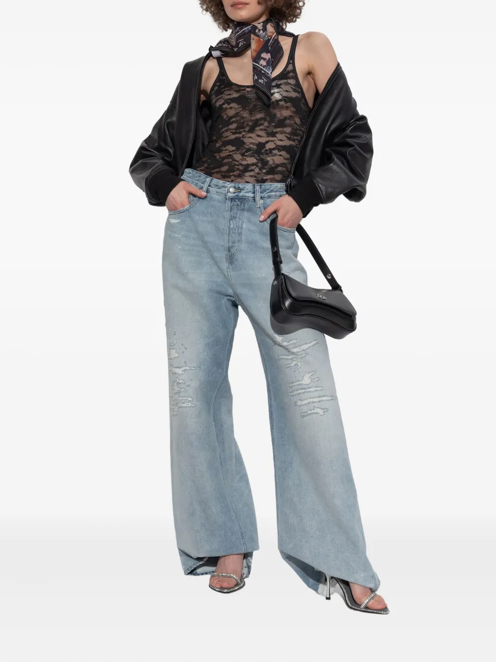 Diesel Kirsten hemd met kanten patroon Zwart