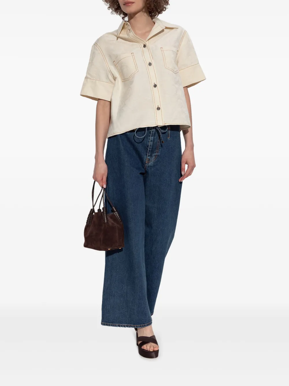 ETRO cotton wide-leg jeans Blauw