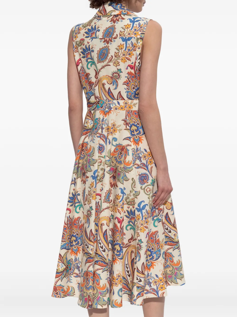 ETRO paisley-print collared midi dress Beige