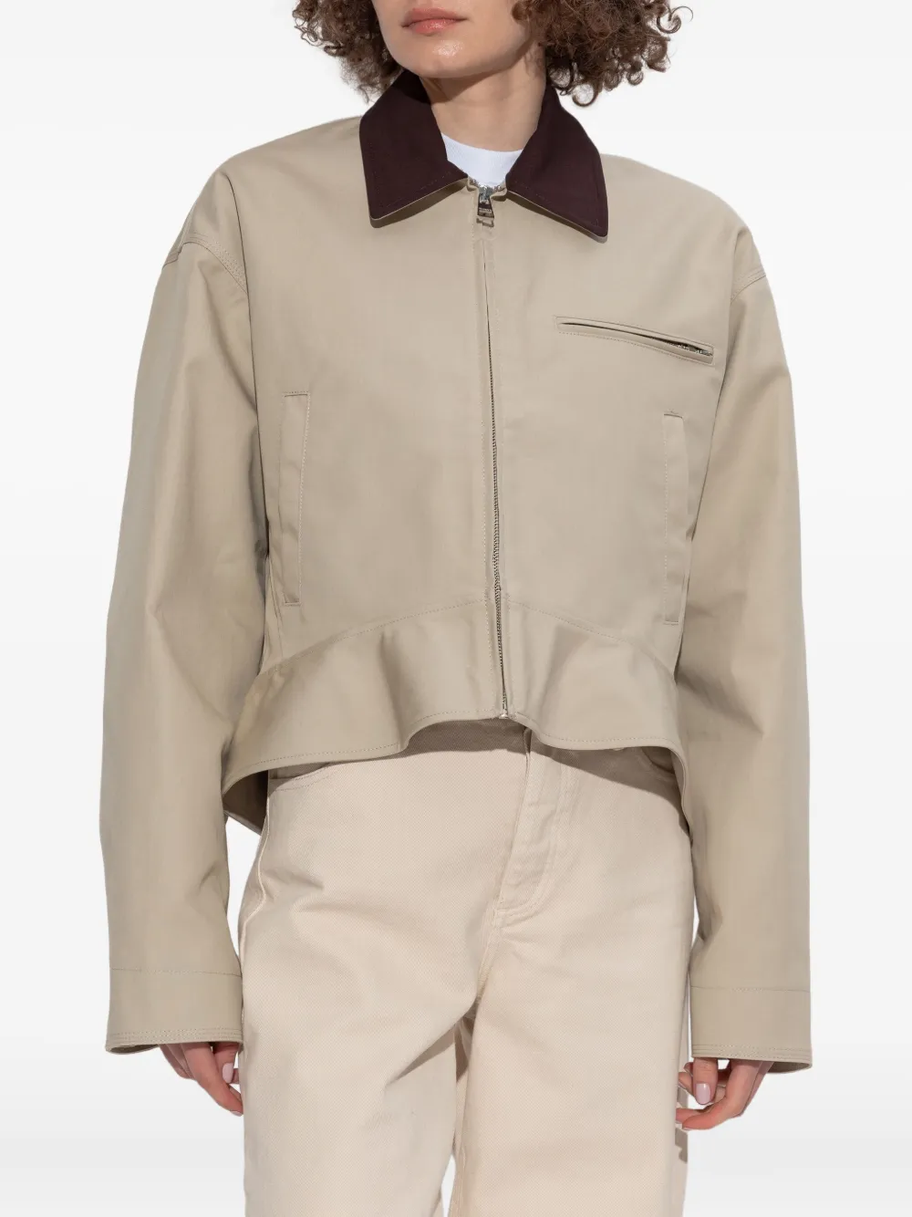 Jw Anderson Cropped Zip-front Jacket In Neutral