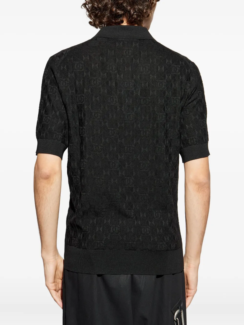 Dolce & Gabbana DG-patterned polo top Zwart