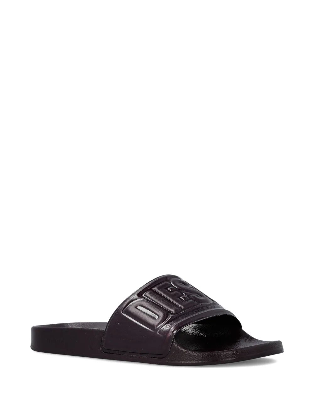 Diesel SA-Mayemi slippers met logo-reliëf Bruin