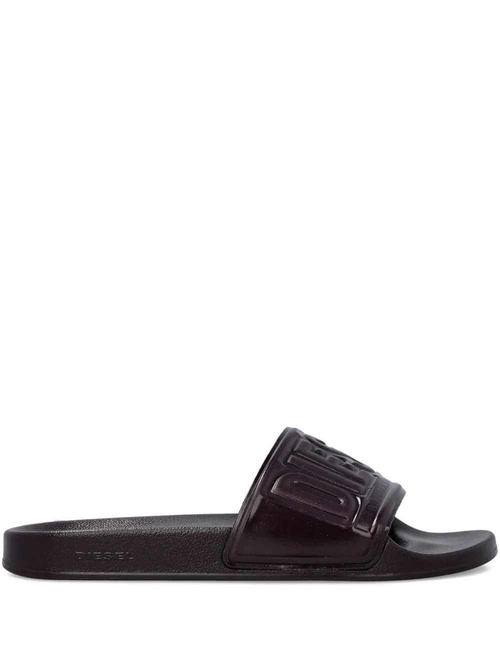 Diesel SA-Mayemi slippers met logo-reliëf Bruin