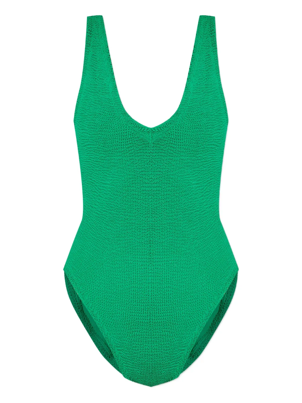 Hunza G Sadie crinkle V-neck swimsuit Groen
