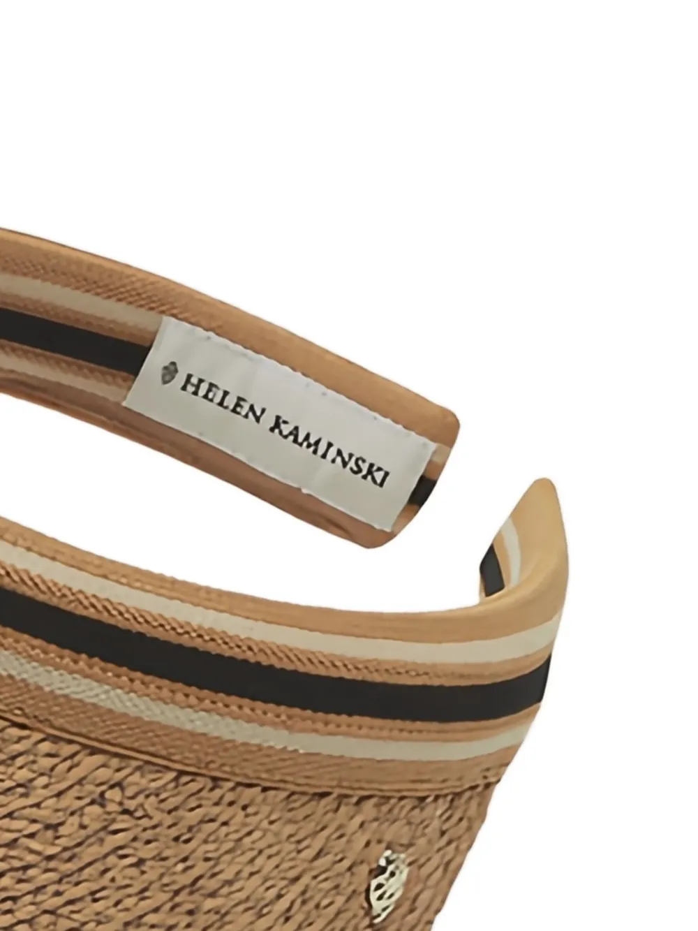 Helen Kaminski Bianca gestreepte raffia zonneklep - Bruin