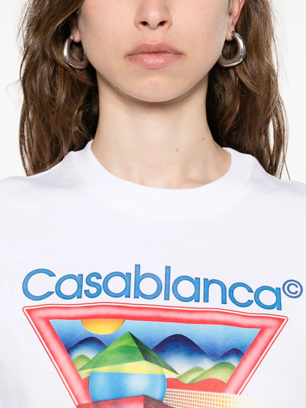 Casablanca Tennis Club Icon triangle-print T-shirt Wit