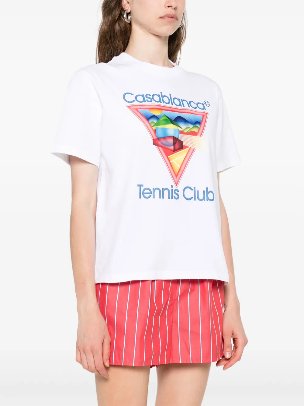 Casablanca Tennis Club Icon triangle-print T-shirt Wit