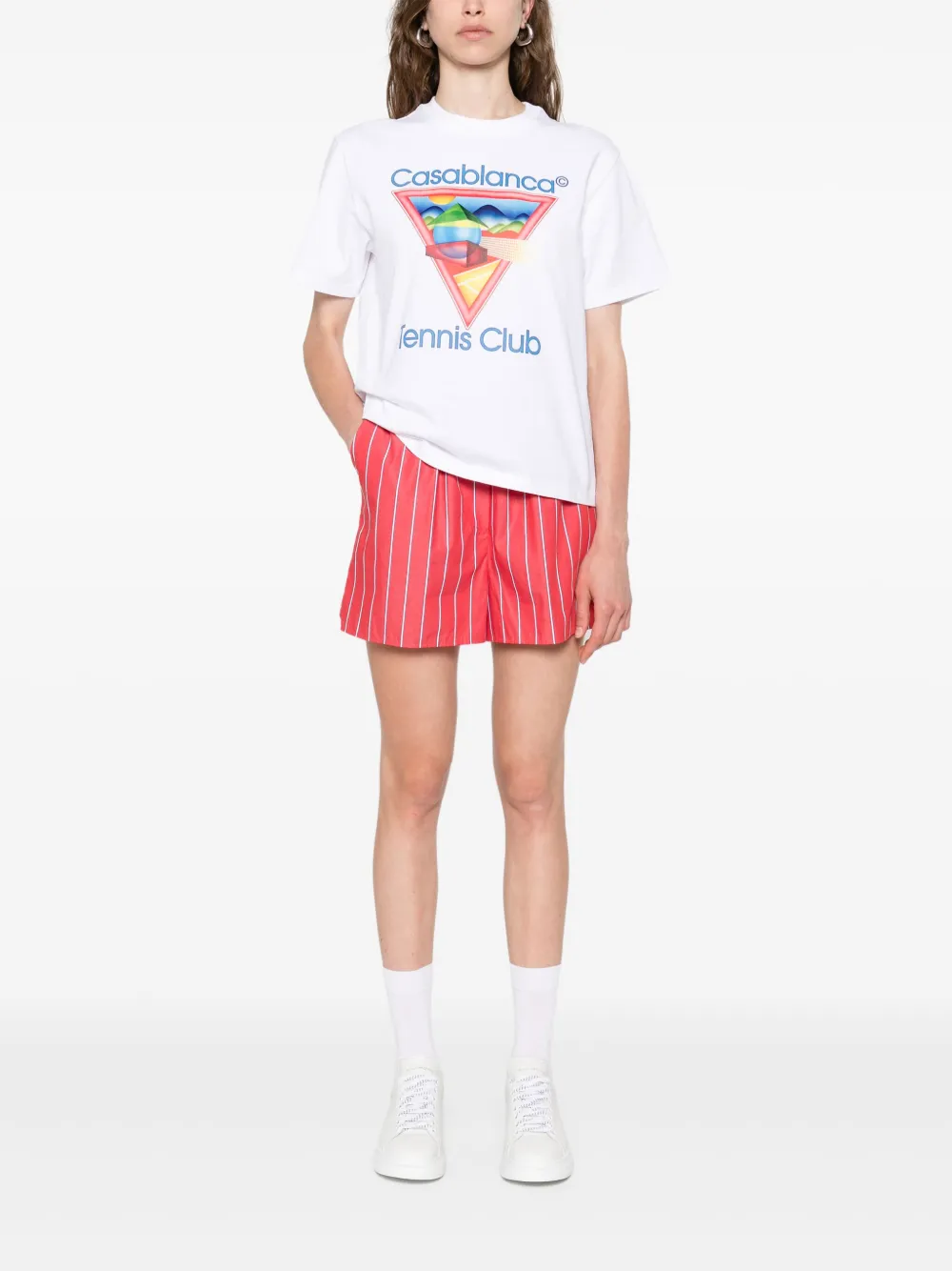 Casablanca Tennis Club Icon triangle-print T-shirt Wit