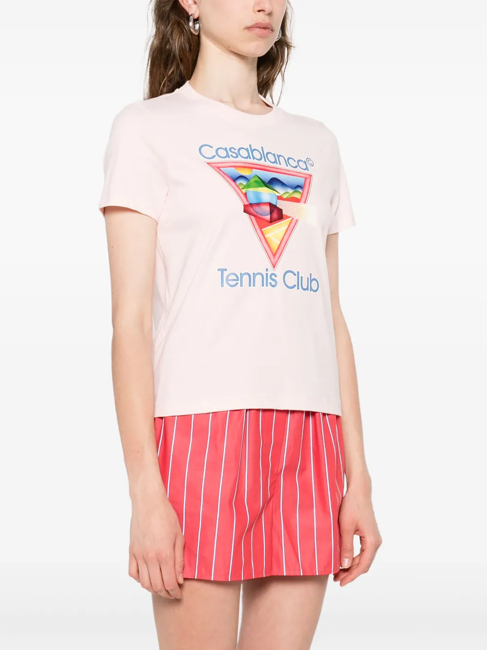 Casablanca Tennis Club T-shirt met grafische print Roze