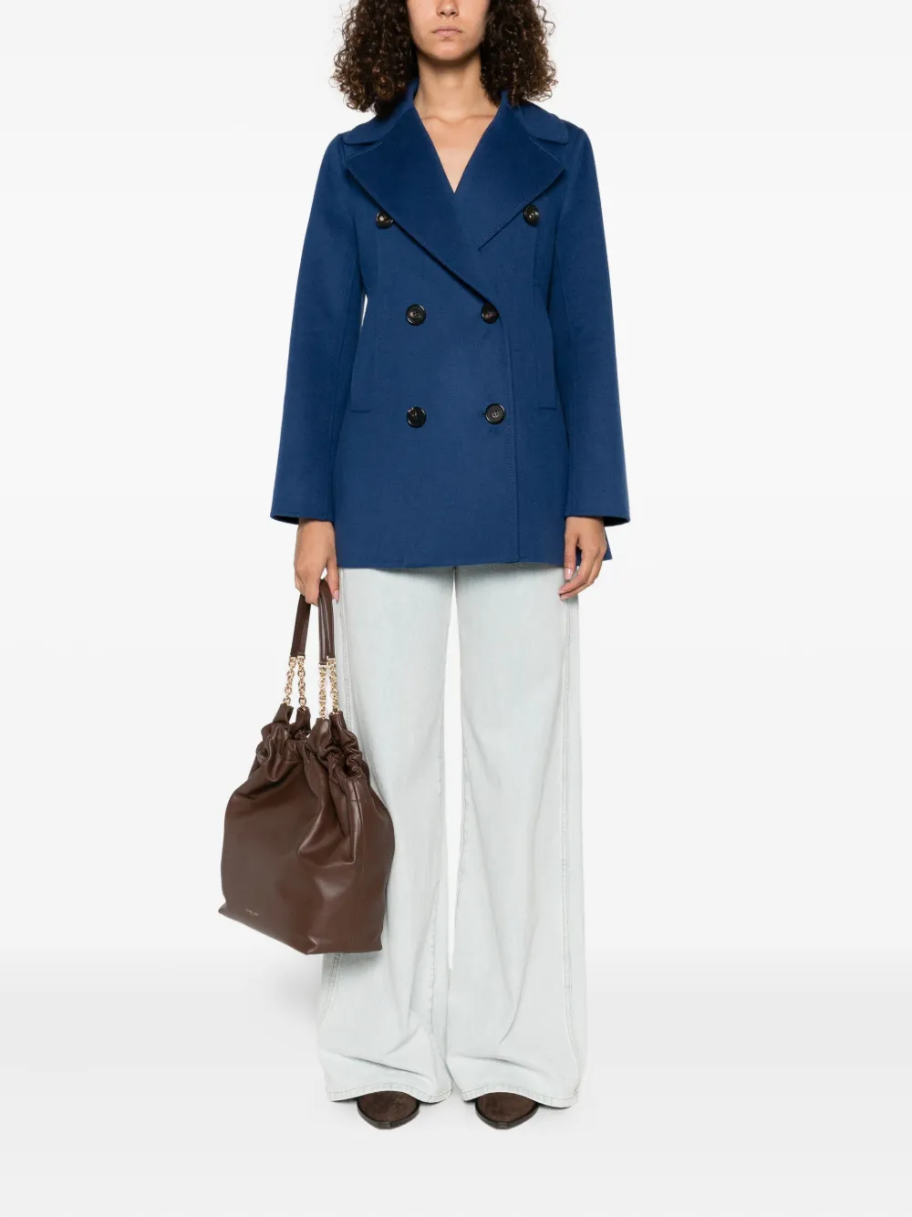 'S Max Mara double-breasted wool coat Blauw
