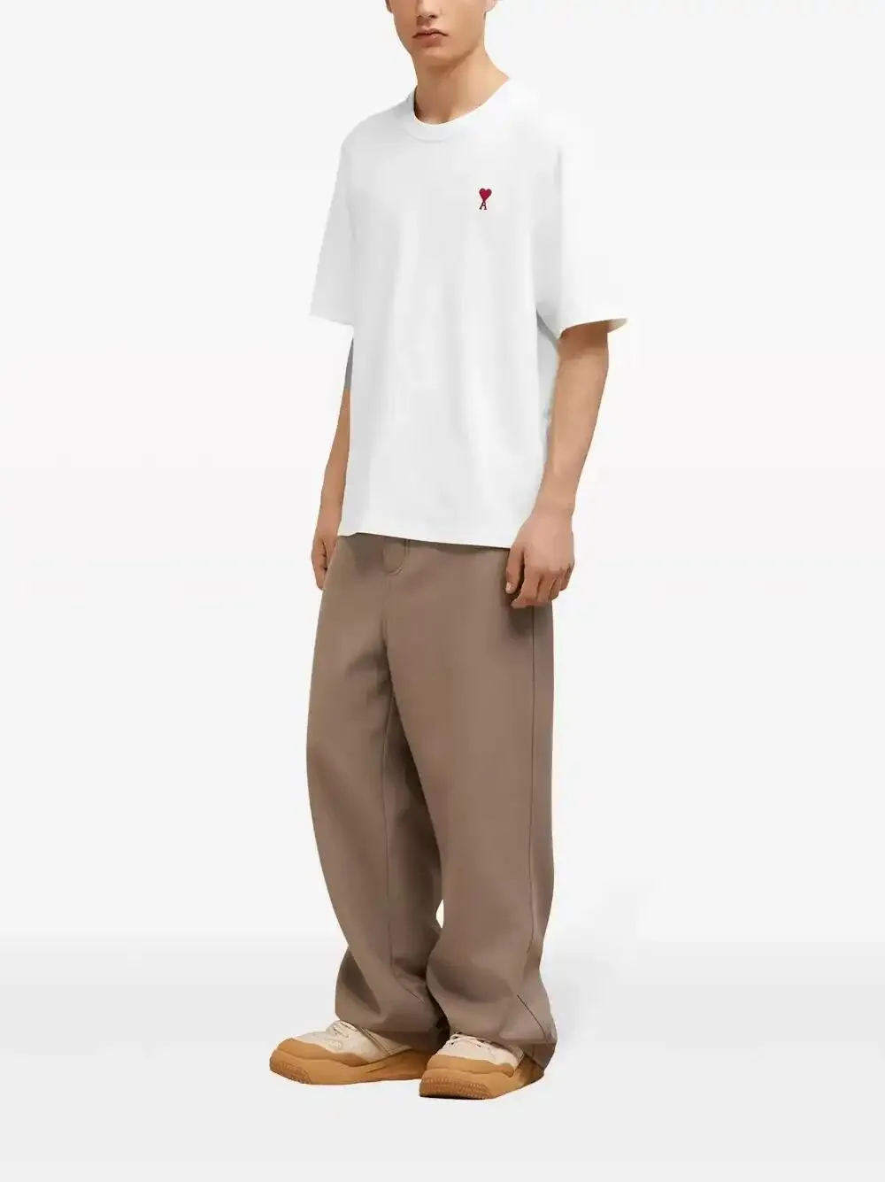 AMI Paris Ami de Coeur katoenen T-shirt Beige