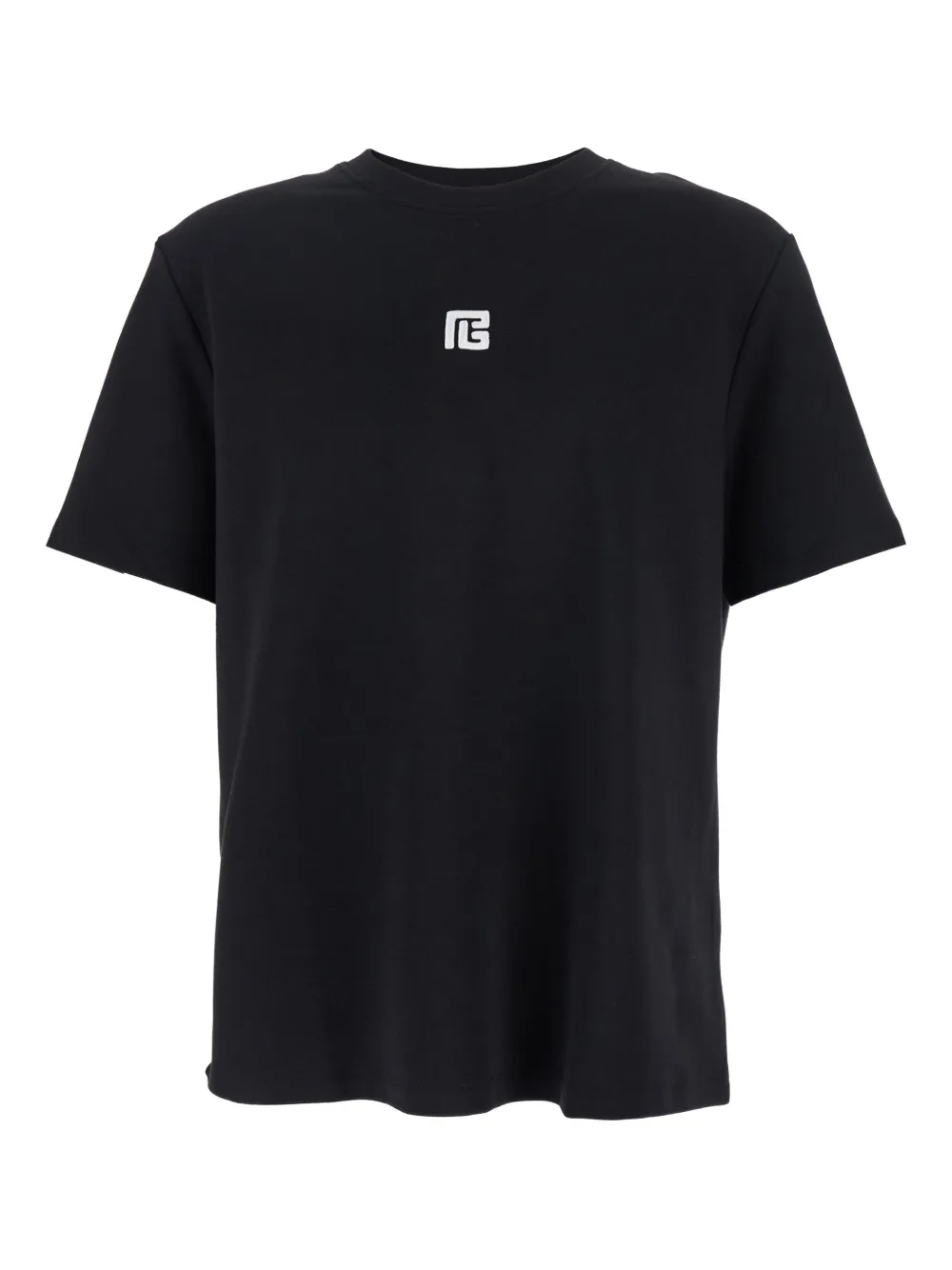 Balmain logo-embroidered crew-neck T-shirt Zwart