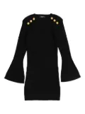 Balmain Kids embossed-button bell-sleeve dress - Black