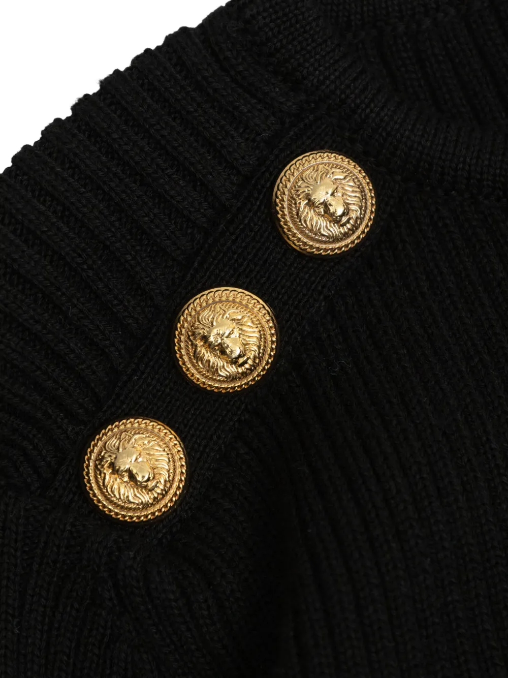 Balmain Kids embossed-button bell-sleeve dress Zwart