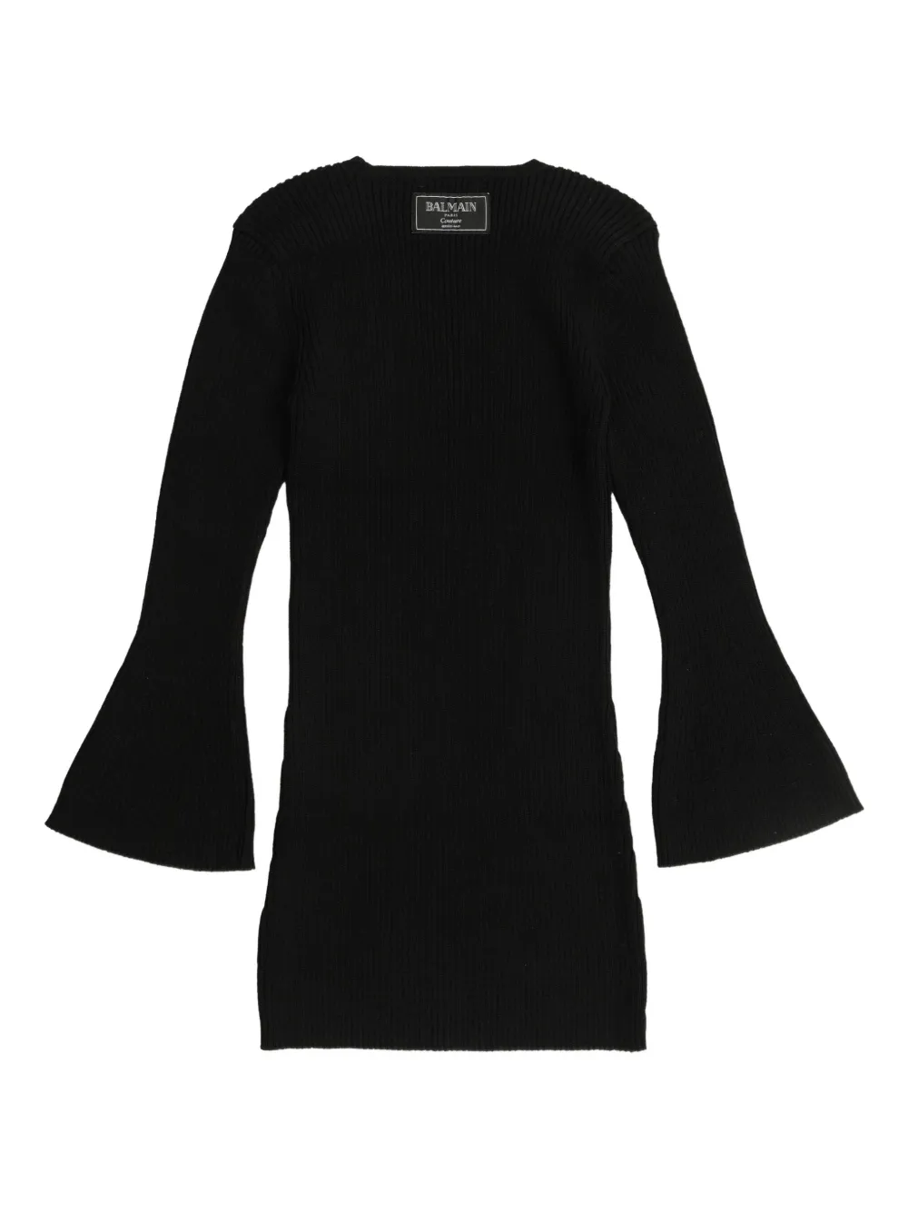 Balmain Kids embossed-button bell-sleeve dress Zwart