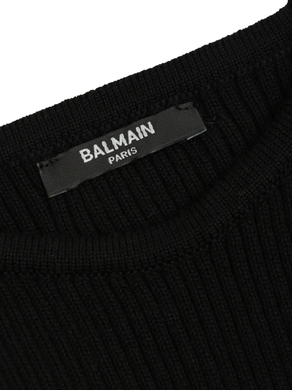 Balmain Kids embossed-button bell-sleeve dress Zwart