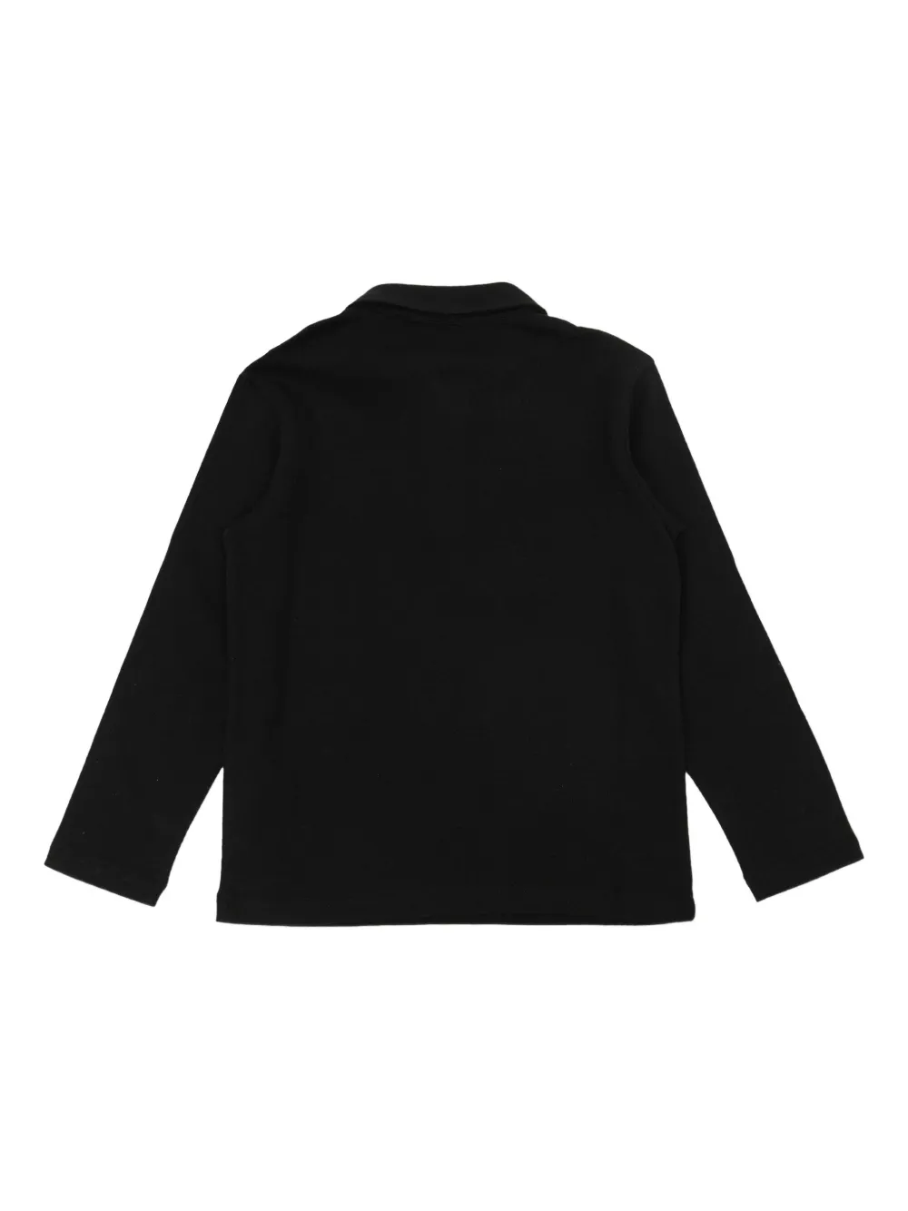 Balmain Kids logo-tape long-sleeve polo shirt Zwart