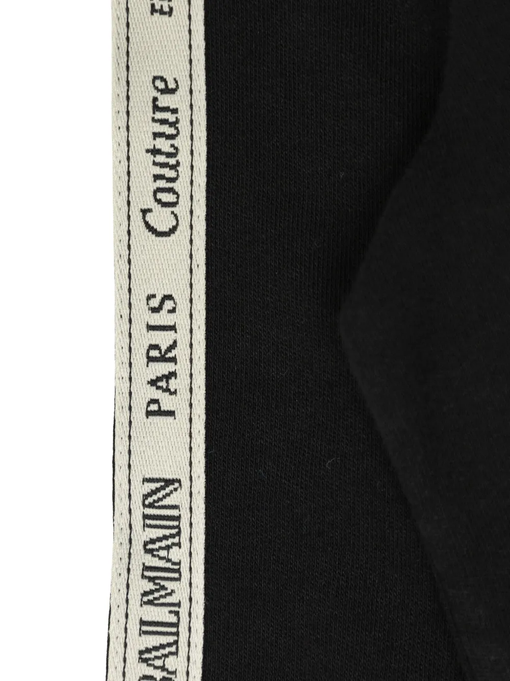 Balmain Kids logo-tape long-sleeve polo shirt Zwart