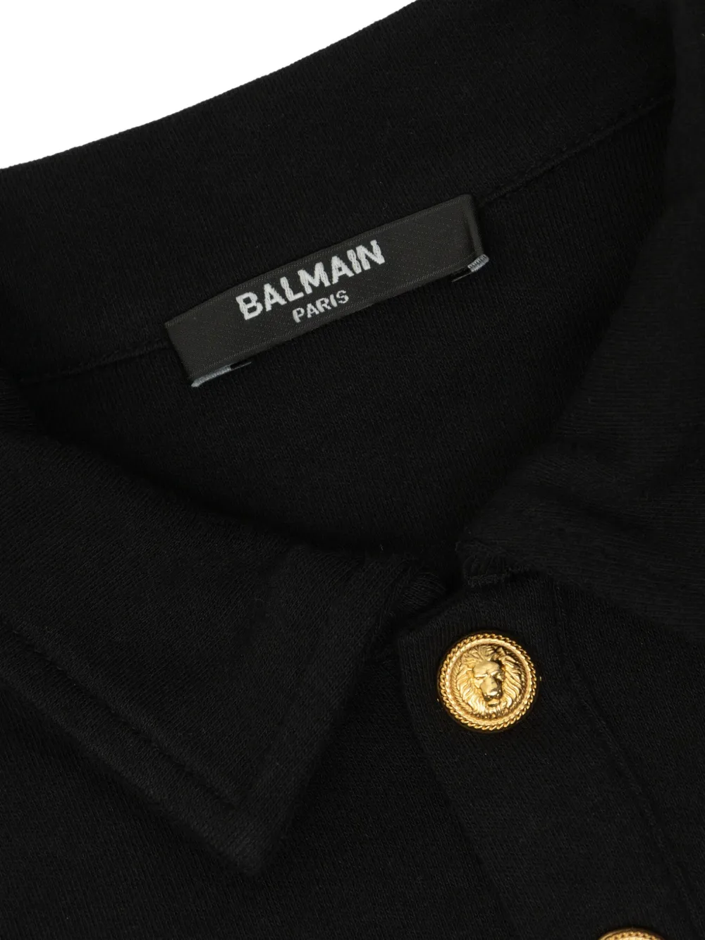 Balmain Kids logo-tape long-sleeve polo shirt Zwart