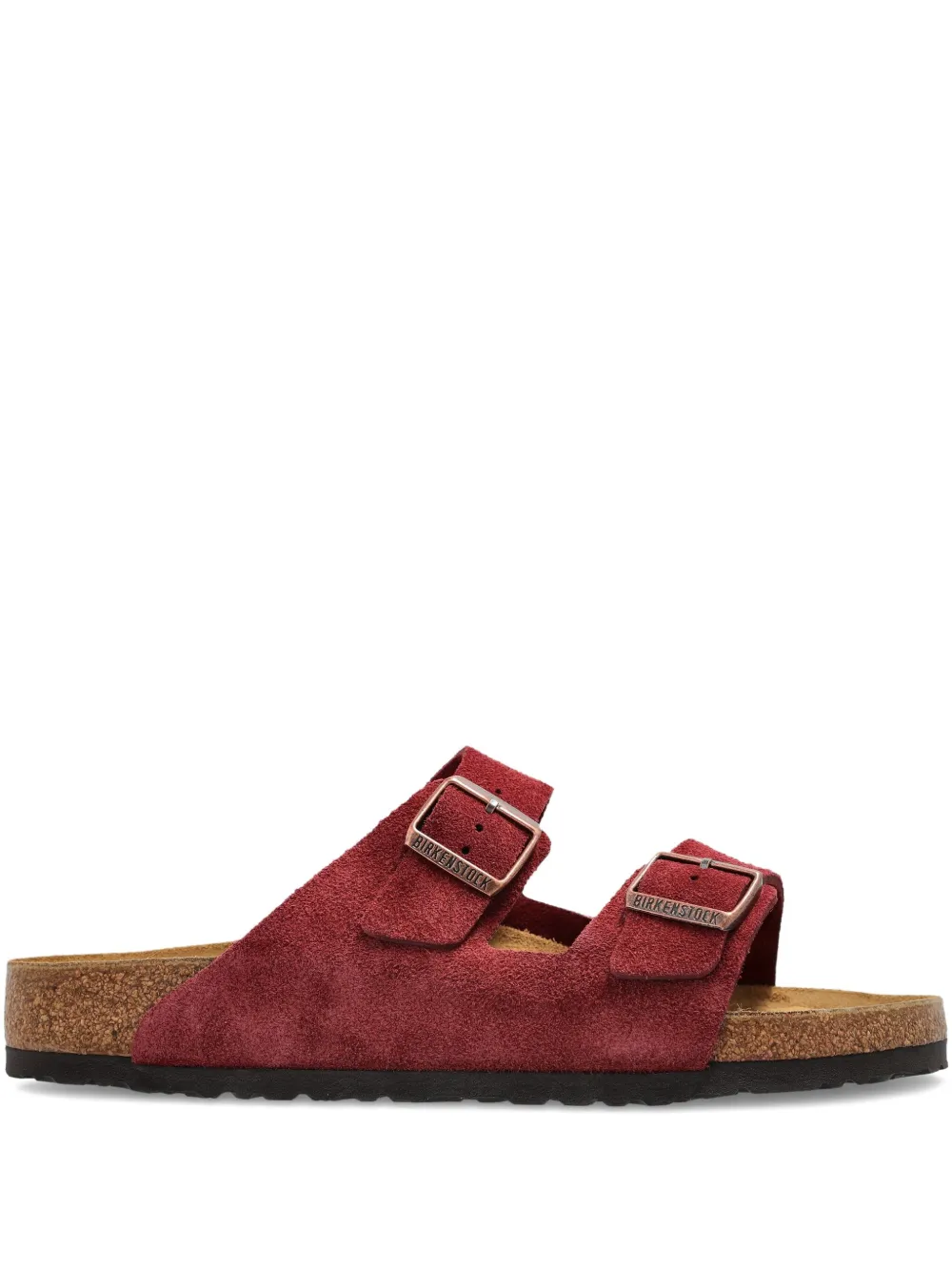 Birkenstock Arizona double-buckle suede sandals Red