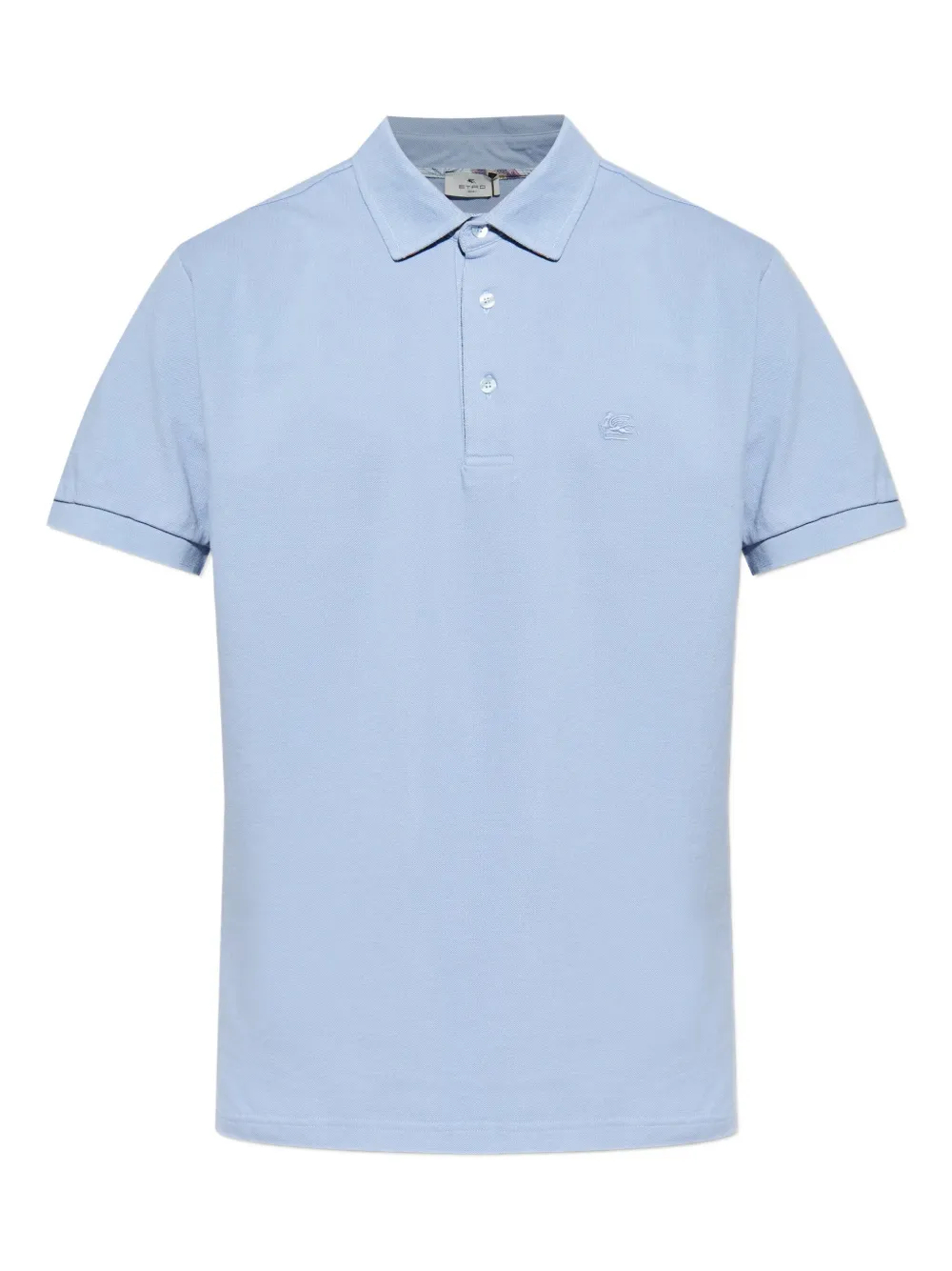 ETRO logo-embroidered cotton polo shirt Blauw