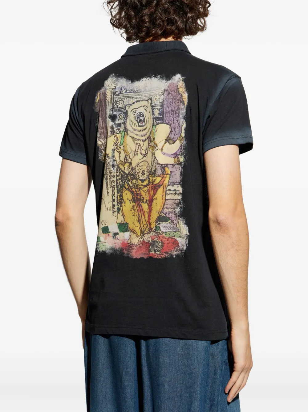 Diesel graphic-print polo shirt Zwart