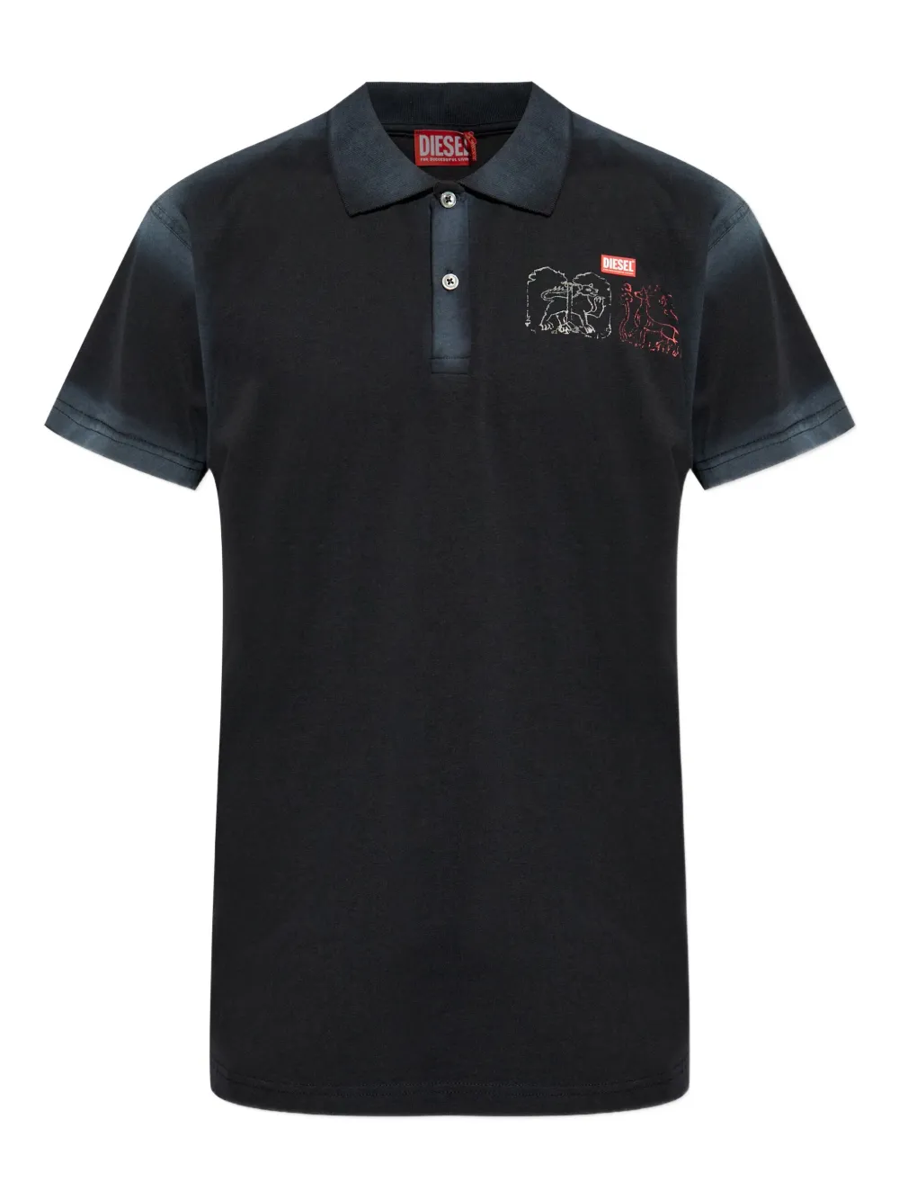Diesel graphic-print polo shirt Zwart