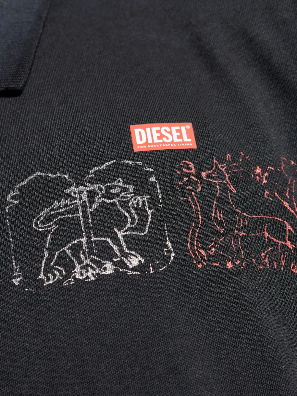 Diesel graphic-print polo shirt Zwart