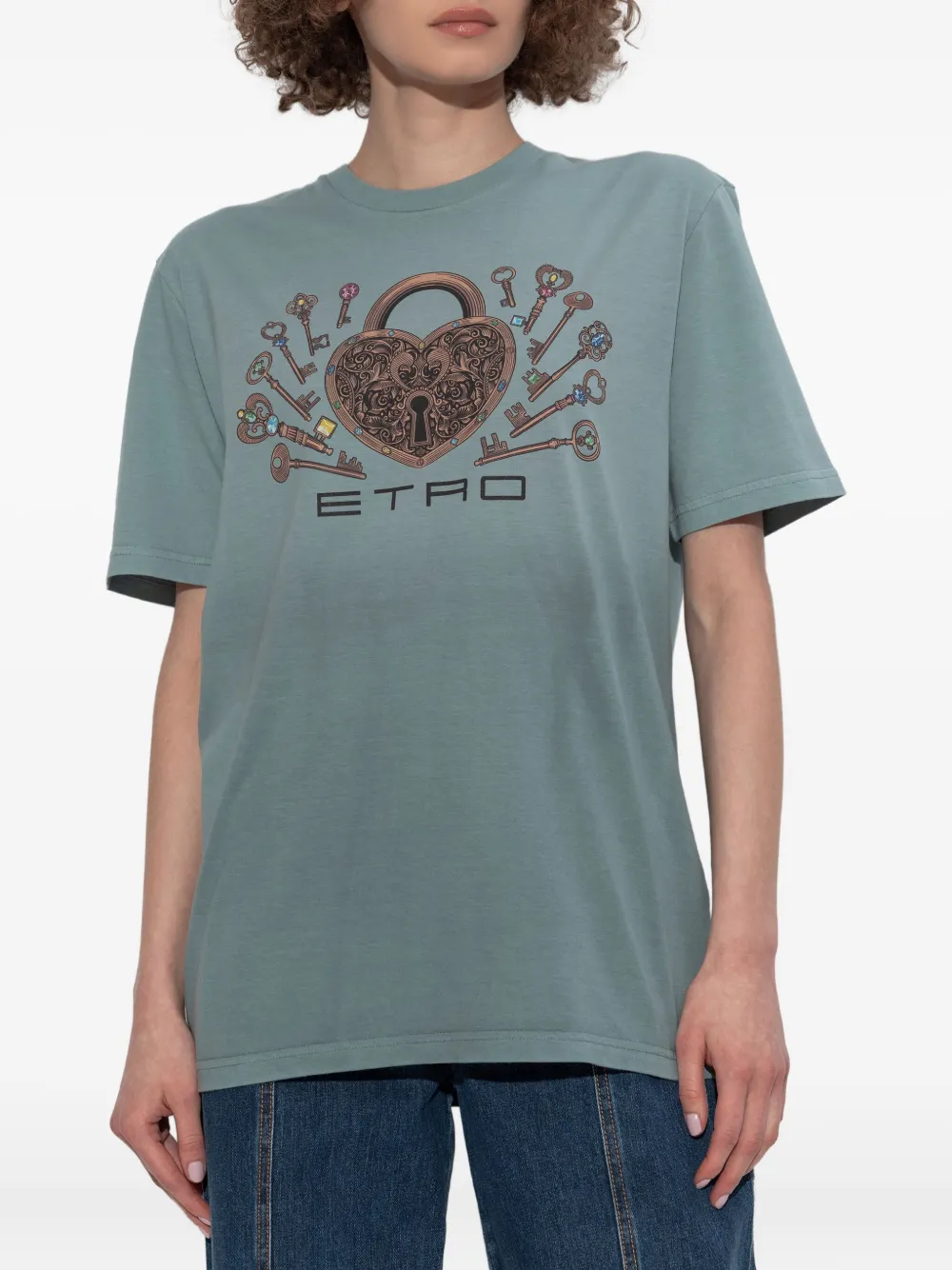 ETRO logo-print T-shirt Blauw