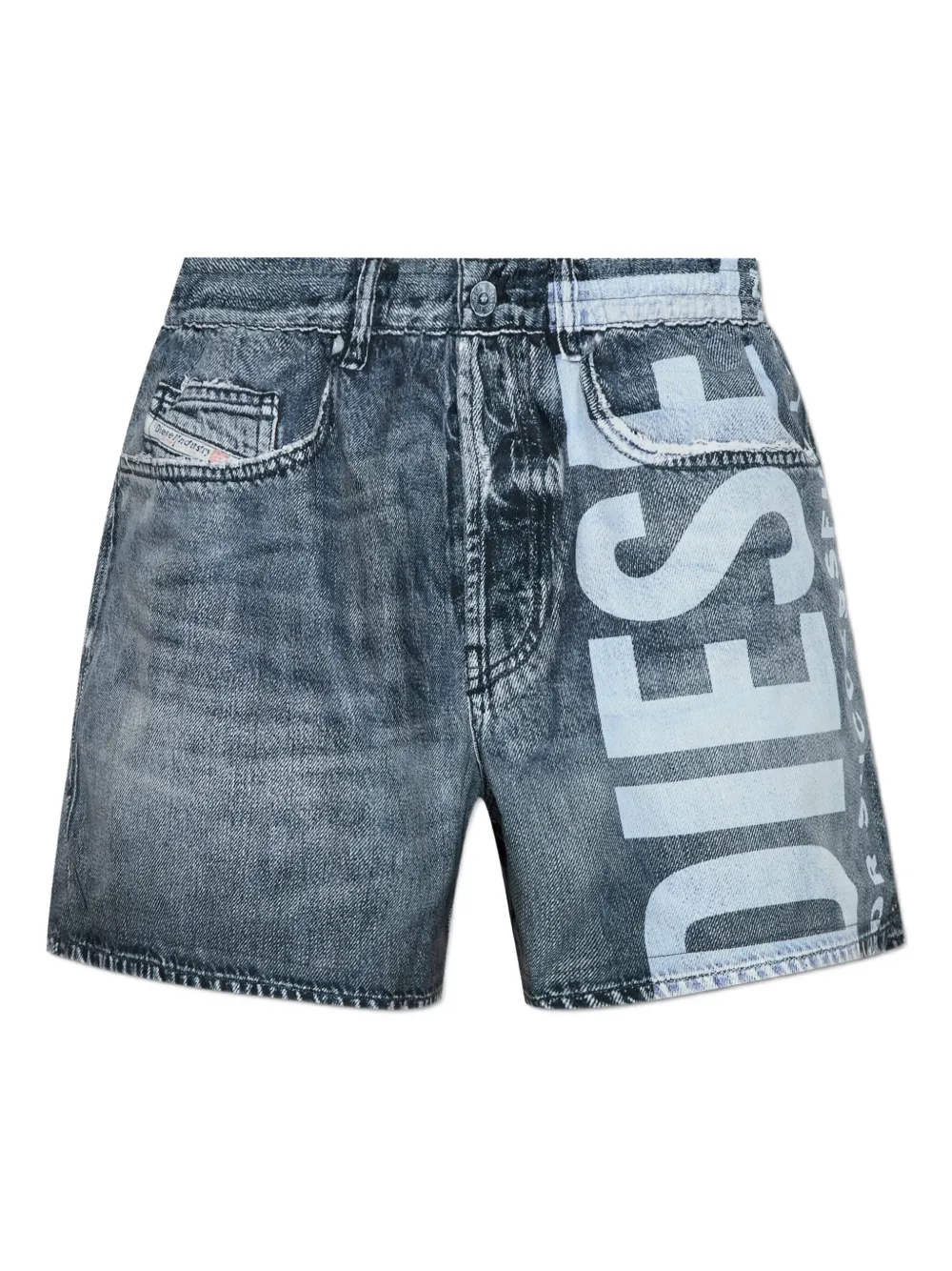 Diesel logo-print denim shorts Blauw