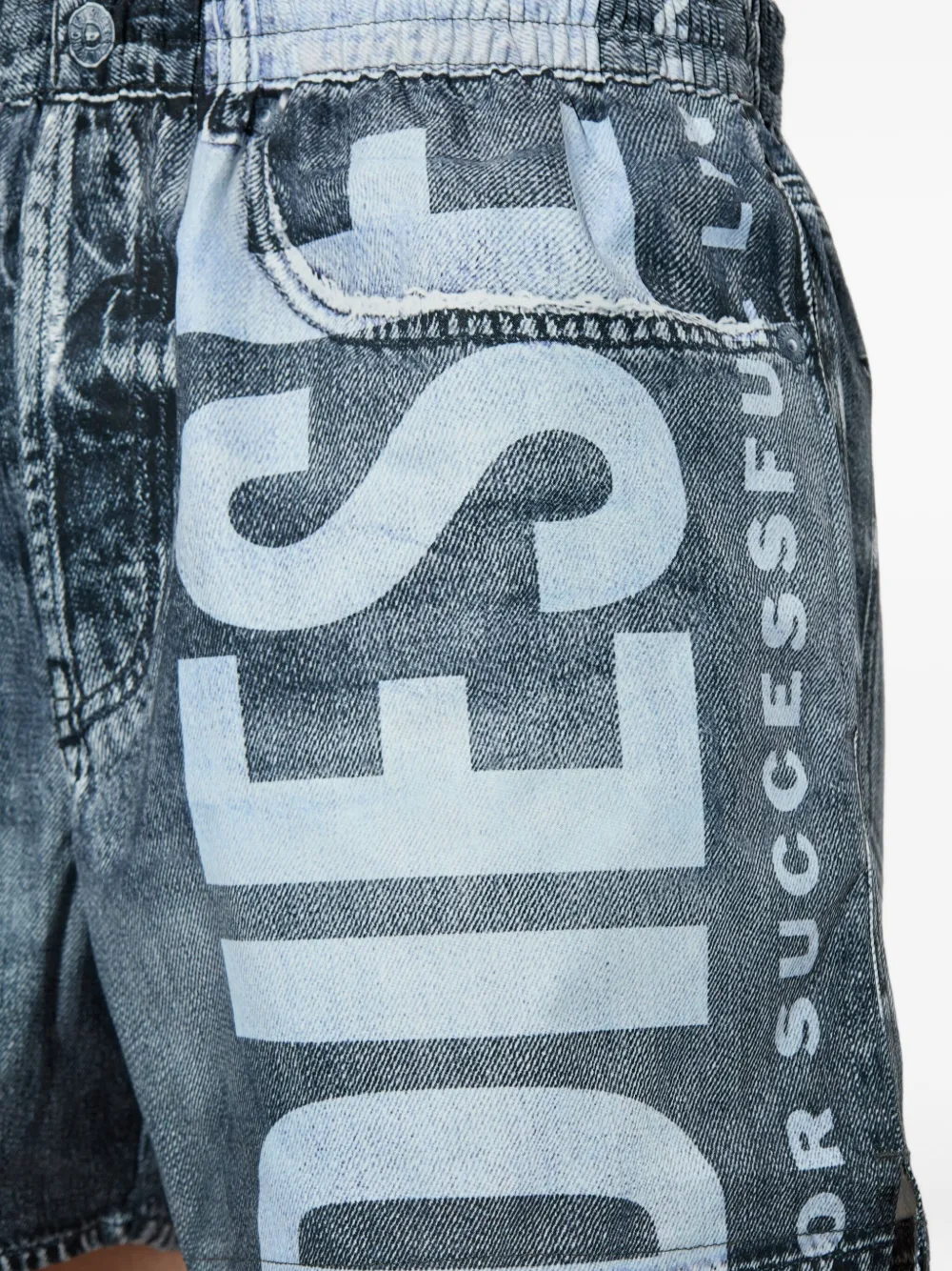 Diesel Denim shorts met logoprint Blauw