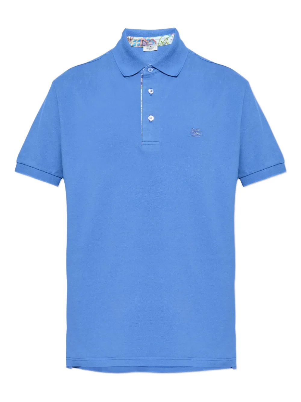 ETRO Pegaso-motif cotton polo shirt Blauw