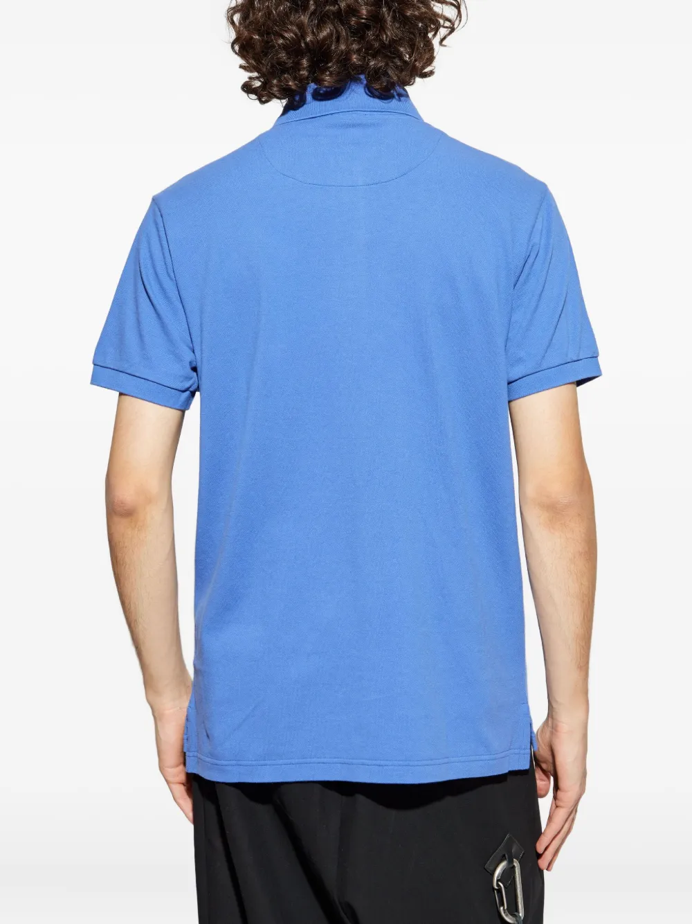 ETRO Pegaso-motif cotton polo shirt Blauw