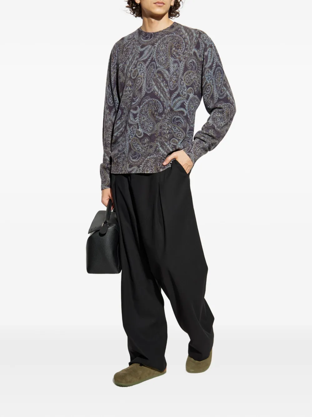 ETRO paisley ribbed wool sweater Grijs
