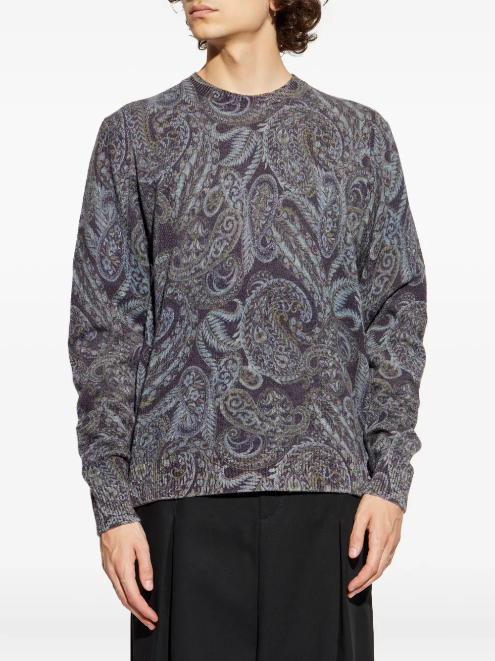 ETRO paisley ribbed wool sweater Grijs
