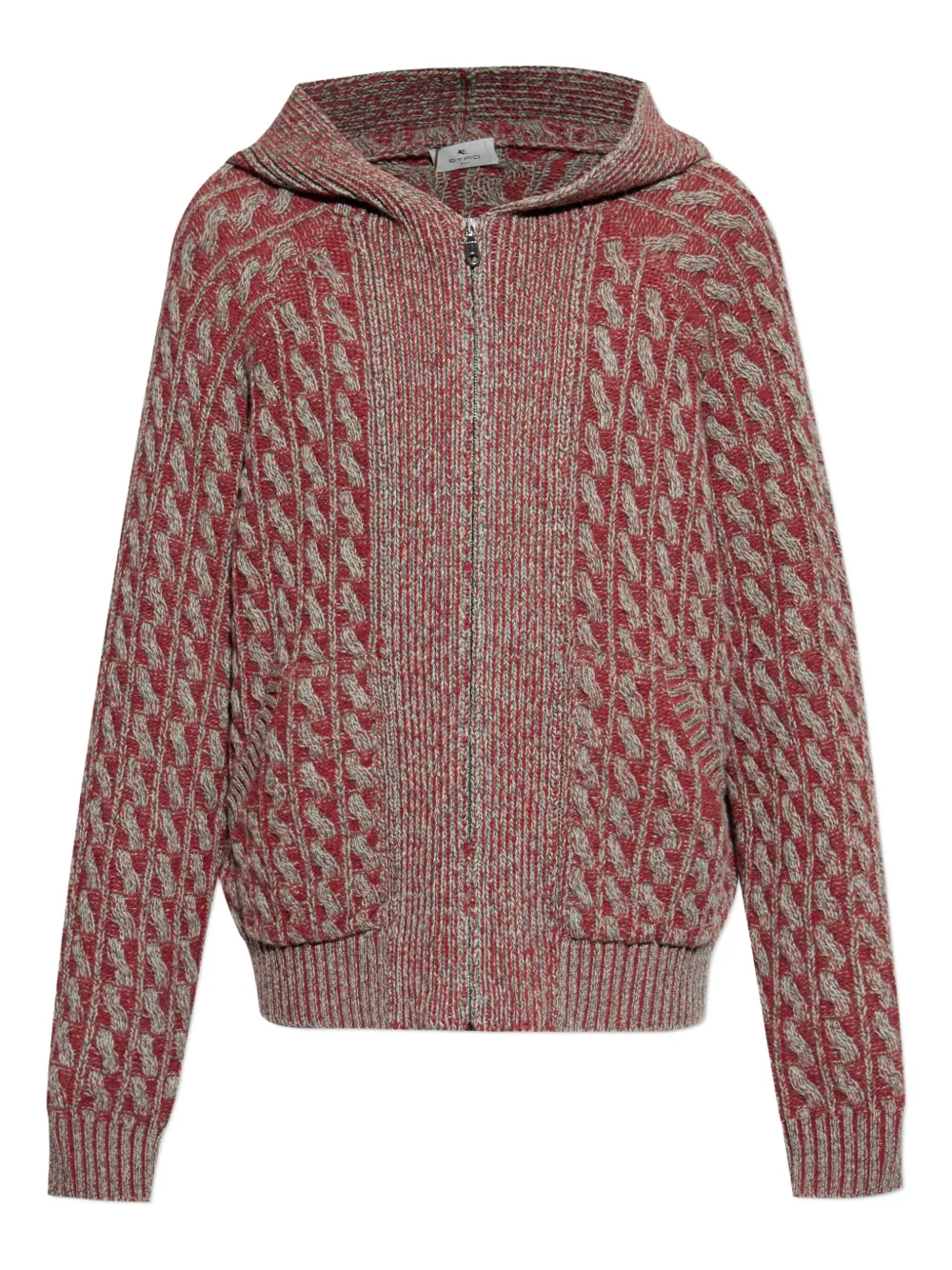 ETRO cable-knit zip-up hoodie Grijs