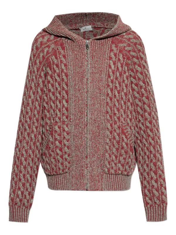ETRO ケーブル編み ディテール ニット ジップ フーディー ETRO ケーブル編み ディテール ニット ジップ フーディー