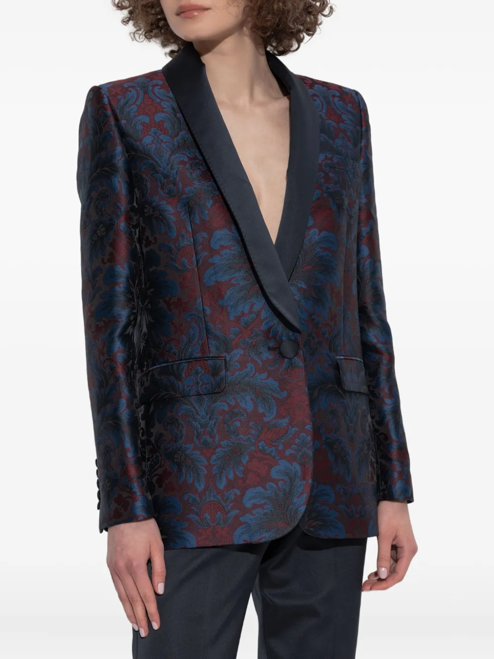 ETRO Blazer met paisley-print en sjaalrevers Blauw