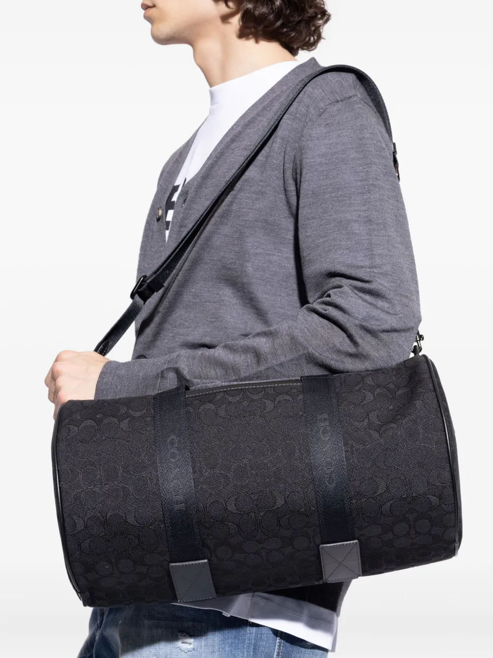 Coach Theo monogram cylindrical holdall Zwart
