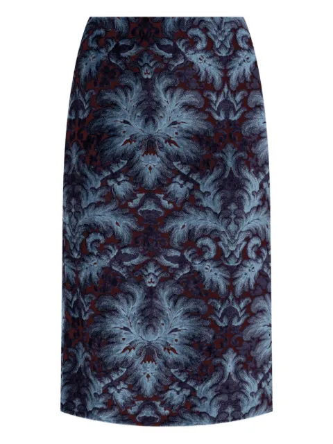 ETRO damask-pattern velvet midi skirt