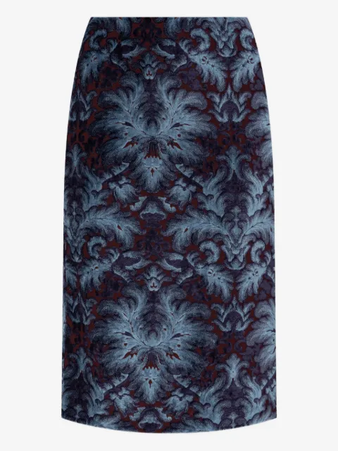 ETRO falda midi de terciopelo con motivo damasco