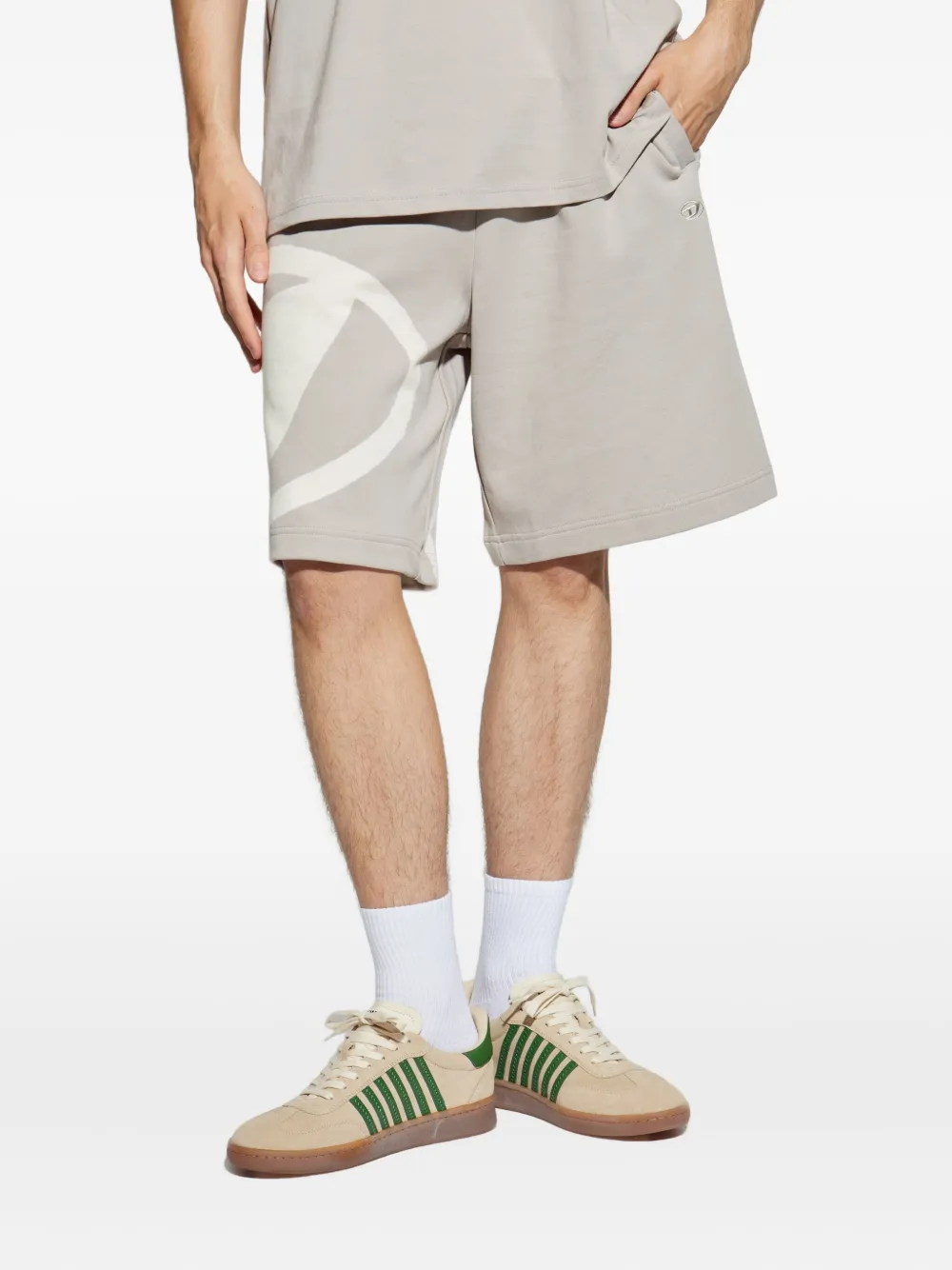 Diesel Crow logo-print drawstring shorts Grijs