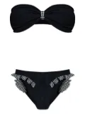 Hunza G Jean gingham-ruffle crinkle bikini - Black