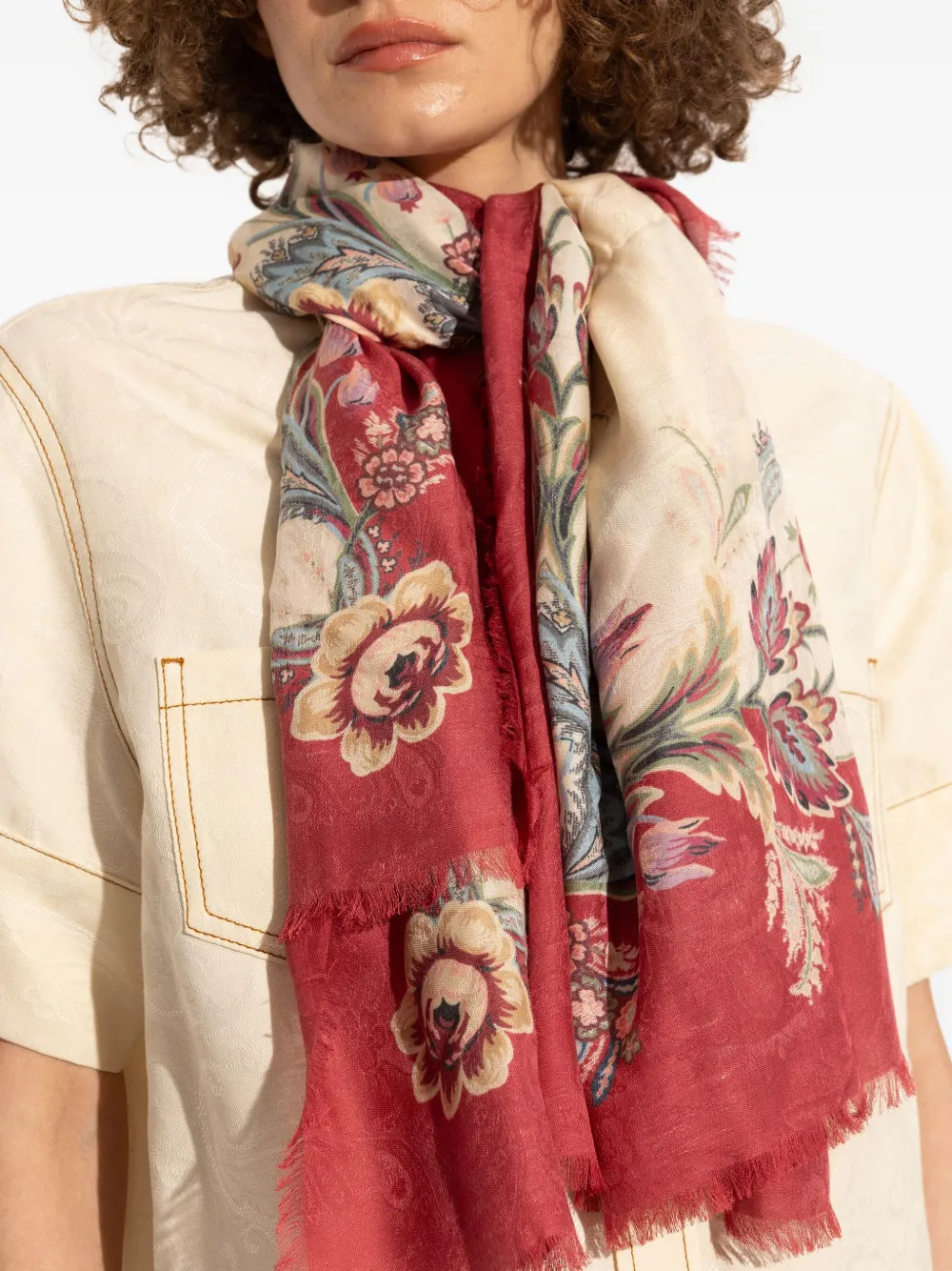 ETRO Sjaal met bloemenprint Rood