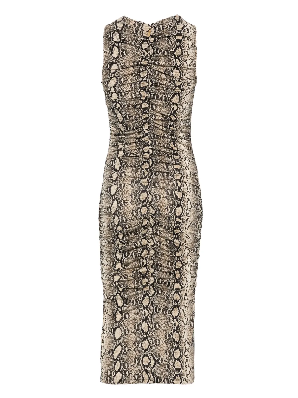 Michael Kors snakeskin-print ruched dress Beige