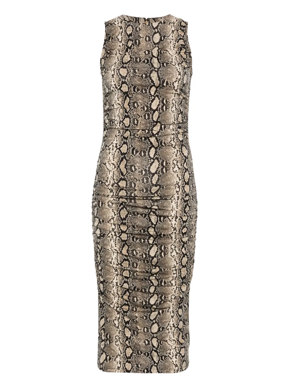 Michael Kors snakeskin-print ruched dress Beige