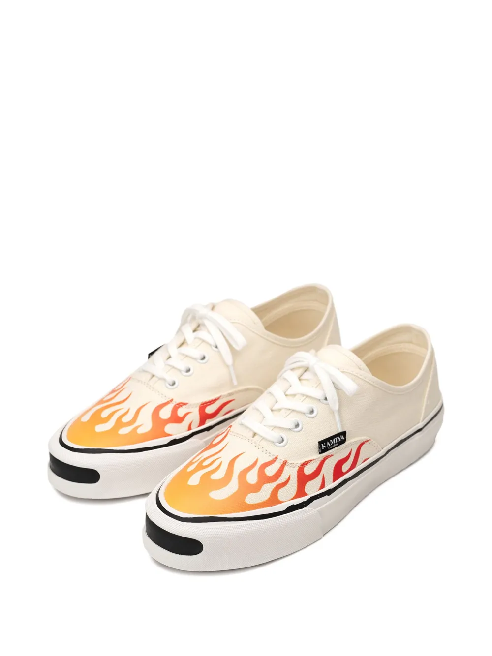 KAMIYA Herc flame-pattern vulcanized sneakers White