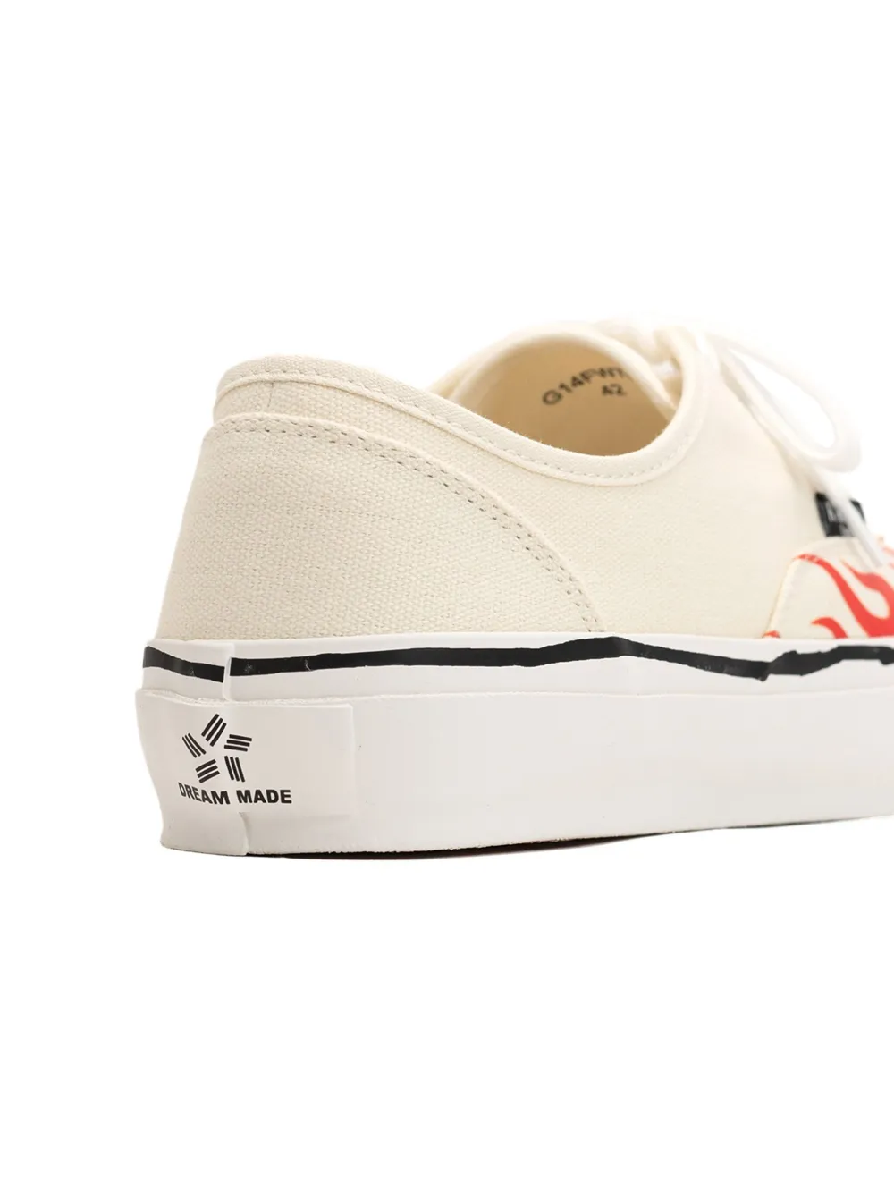 KAMIYA Herc flame-pattern vulcanized sneakers White